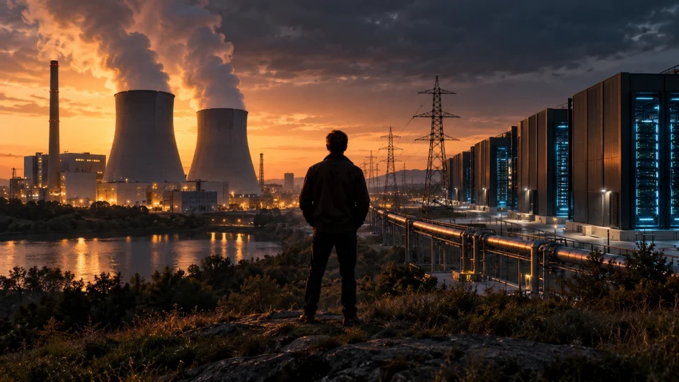 Editorial illustration: Why AI companies are buying power plants