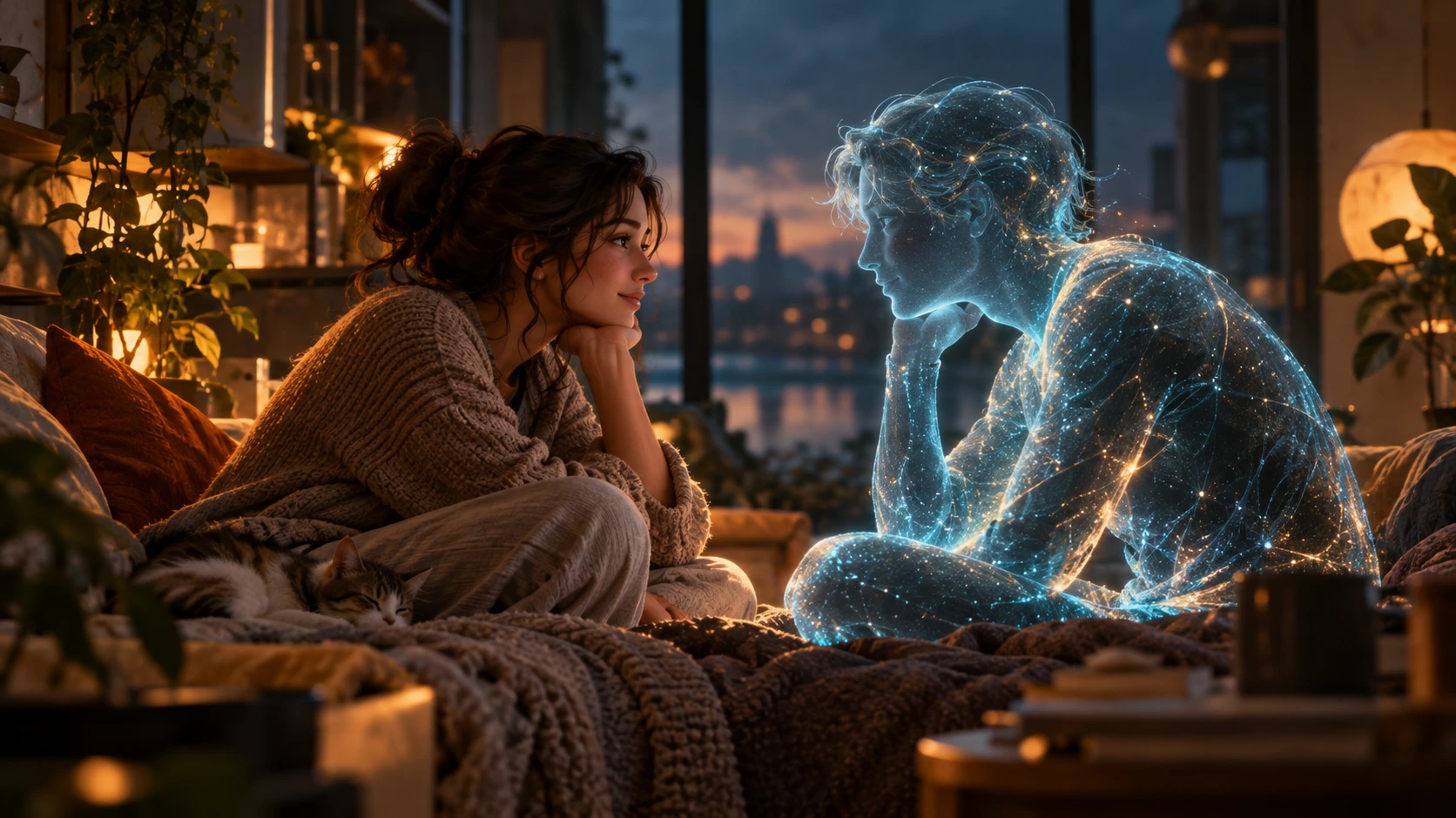 Editorial illustration: Is it wrong to fall in love with a chatbot?