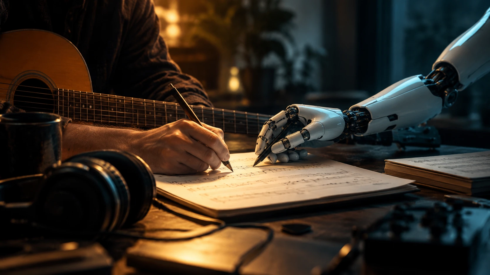 Editorial illustration: Who owns a song written with AI?