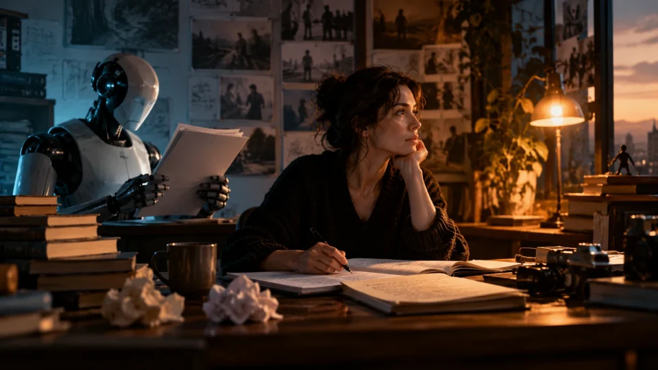 Editorial illustration: How screenwriters are using AI, and how they are not