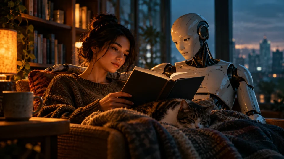 Editorial illustration: Novels that imagine life with thinking machines