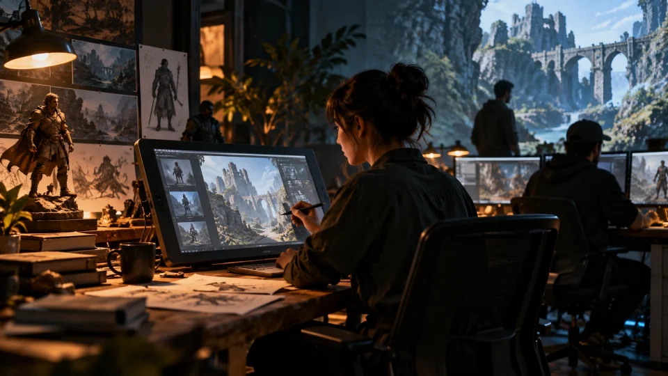 Editorial illustration: How AI is changing the way games are made