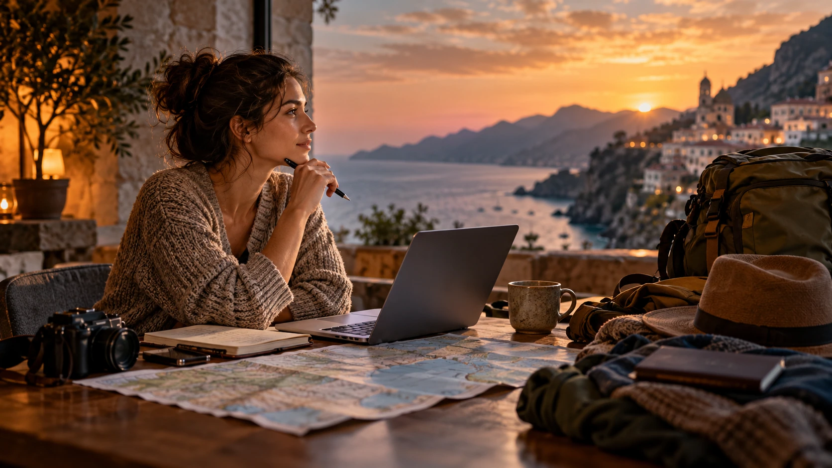 Editorial illustration: Using AI to plan a trip, step by step