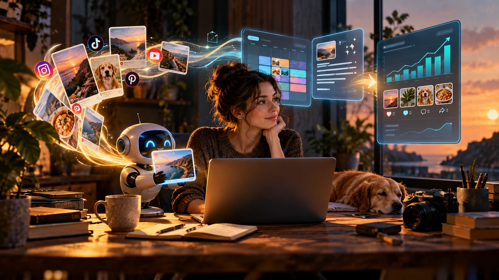 Editorial illustration: The best AI tools for social media