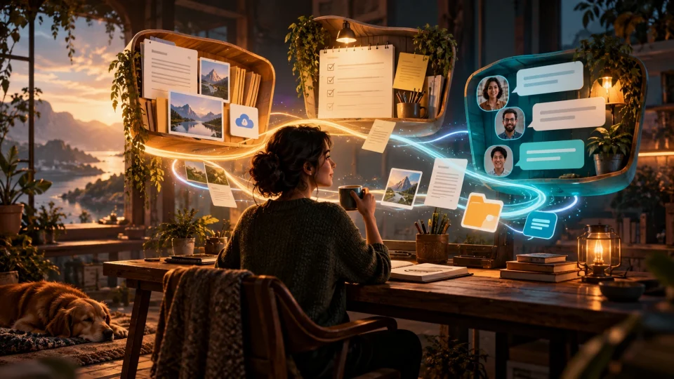 Editorial illustration: Projects and workspaces arrive in more chat apps